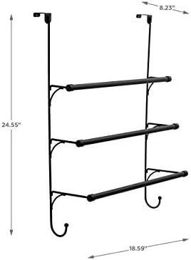 3-Tier Over-the-Door Towel Rack Matte Black