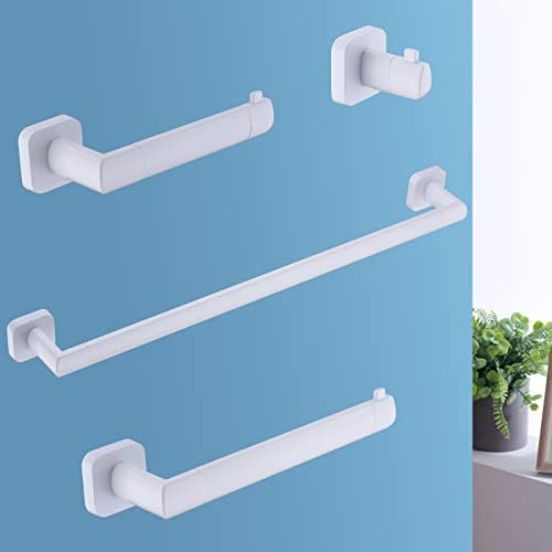 High-Quality White Bathroom Towel Bar Set with Stainless Steel 4-Piece