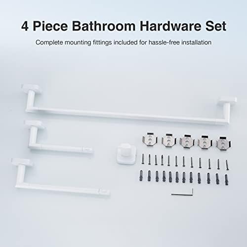 High-Quality White Bathroom Towel Bar Set with Stainless Steel 4-Piece
