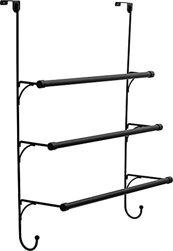 3-Tier Over-the-Door Towel Rack Matte Black