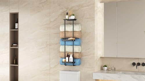 Space-Saving bath towel shower organizer Black