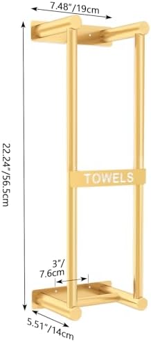 STWWO Bathroom Towel Storage Rack - Gold 4 Towels