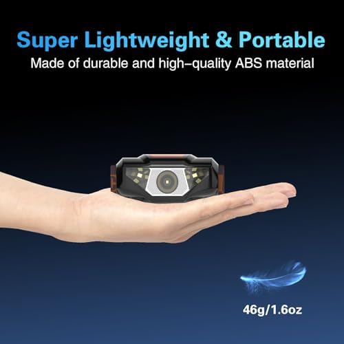 COSOOS Mini LED Headlamp Flashlight with Carrying Case - Lightweight Waterproof No AA Battery