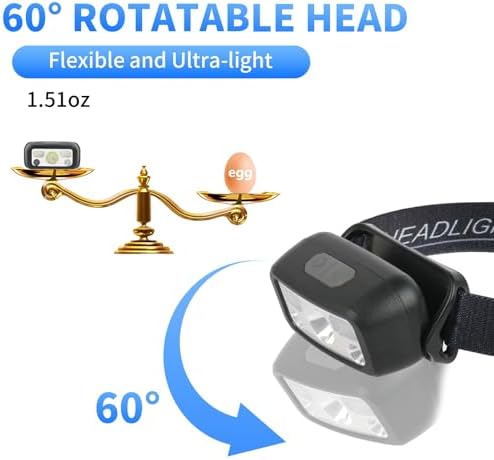 Hilngav Rechargeable Headlamp 4-Pack White Red Lights for Camping Running