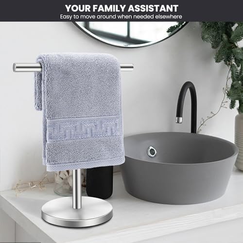 Sturdy Stainless Steel T-Shape Towel Holder Stand for Bathroom