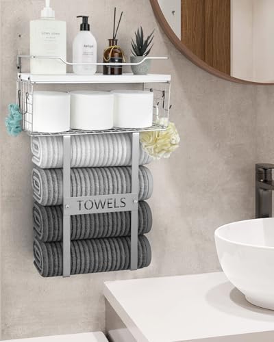 A Etior Towel Rack Wall-Mounted Bath Organizer Silver
