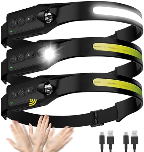 3-Piece Rechargeable LED Headlamp Set AFE 230 Wide Beam Waterproof