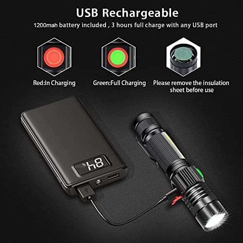 Hoxida Rechargeable LED Flashlight - Waterproof Magnetic Best for Camping