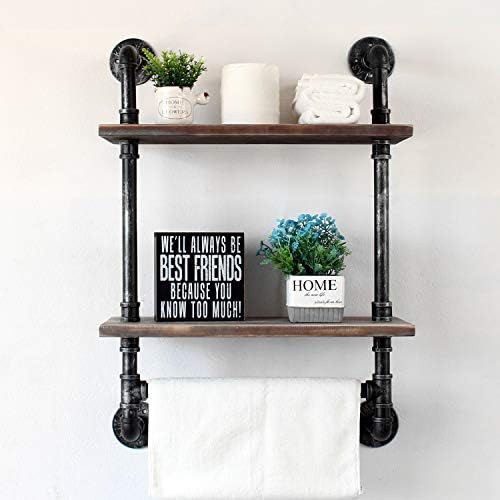 Rustic Wood Floating Towel Shelf