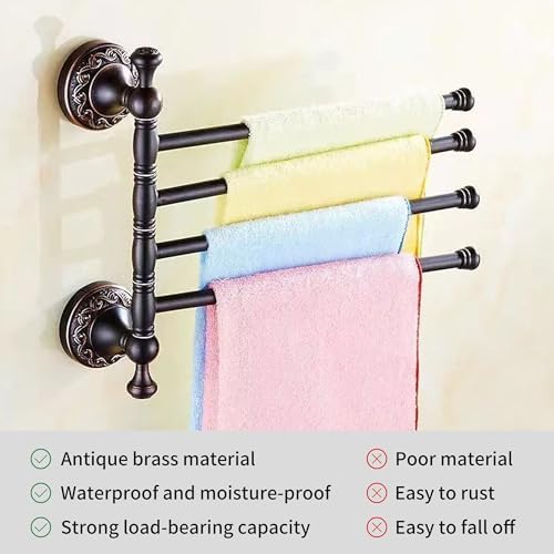 Durable Oil Rubble Bronze Brass Towel Rack Folding Bathroom Hardware