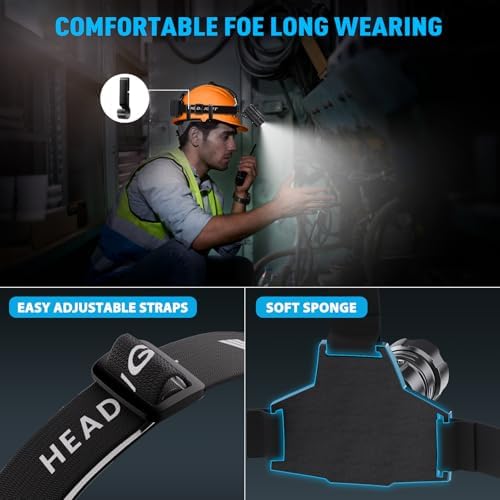 Bright Durable Headlamp with 5 Modes IPX7 Weather Resistance