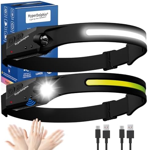 Powerful 2-Pack Rechargeable Headlamp for Hiking Fishing and More