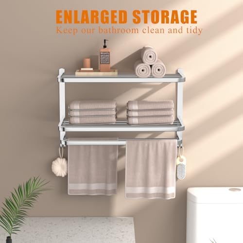 3-Tier Stainless Steel Towel Rack 40lbs Capacity Smooth Finish Easy to Install