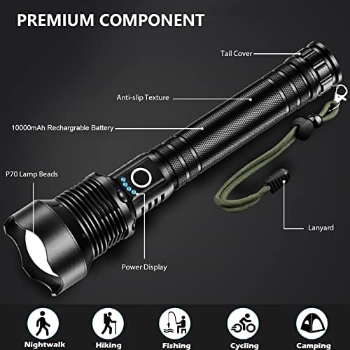 Brighter nights with Lyltings rechargeable LED flashlight 990000 lumens 5 modes waterproof reliable