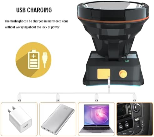 ODEAR Rechargeable LED Spotlight SharpBright Bulbs Long-Range Beam Waterproof Design