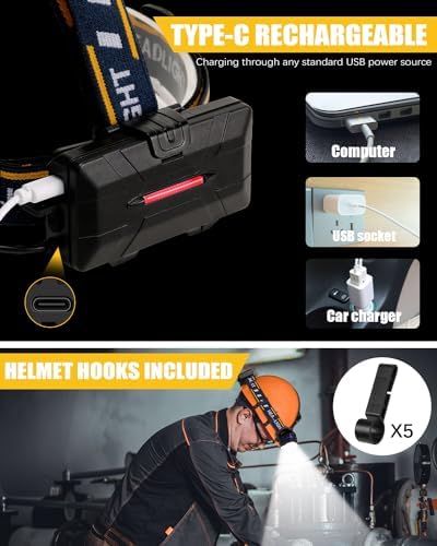 18000 Lumen Headlamp with 8 Modes for Hiking Cycling and More