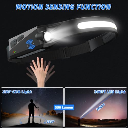 UUYEE Rechargeable 3-Pack Headlamp 230 Floodlight with Motion Sensor LED Modes