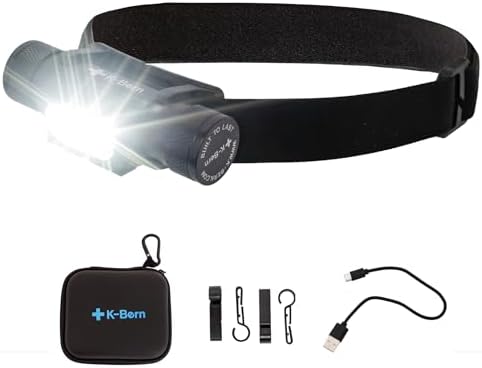 K-Bern Rechargeable Headlamp - Waterproof Aluminum 1850 Lumen Beam