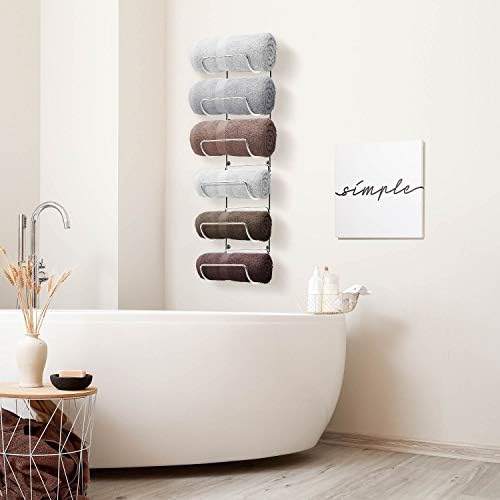 Sorbus 6-Piece Silver Metal Towel Rack Wall-Mounted Storage Organizer