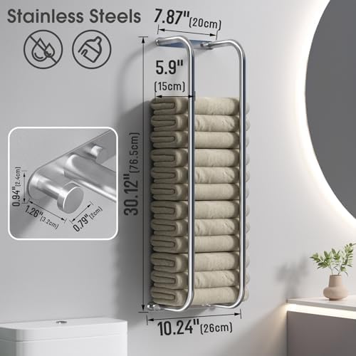 Stainless Steel Towel Rack Wall-Mounted Durable