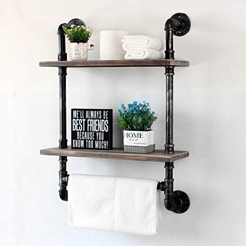 Rustic Wood Floating Towel Shelf