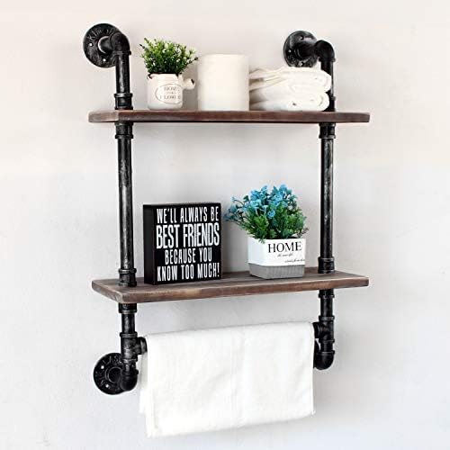 Rustic Wood Floating Towel Shelf