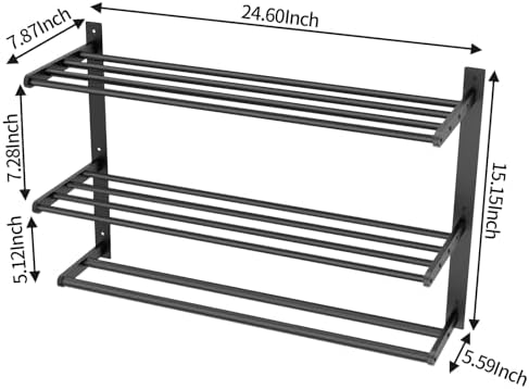 The Bethom 24 Wall-Mounted Towel Rack with 3 Tier Storage