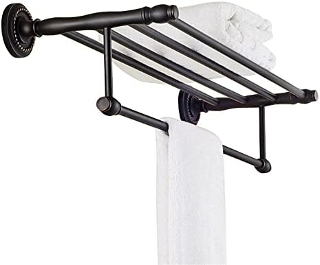 Black Copper Bath Towel Holder with 50cm Hanger Wall-Mounted Bathroom Rack