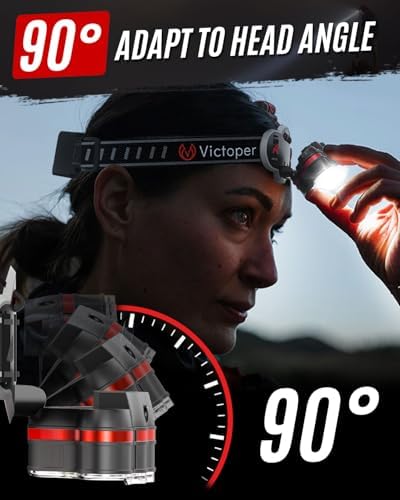Victoper Rechargeable LED Headlamp With 8 Modes Waterproof for Hiking and Camping