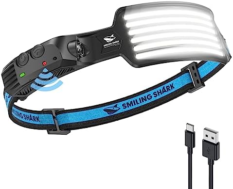 Smiling Shark Rechargeable HeadlampPerfect for camping hiking and outdoor adventures