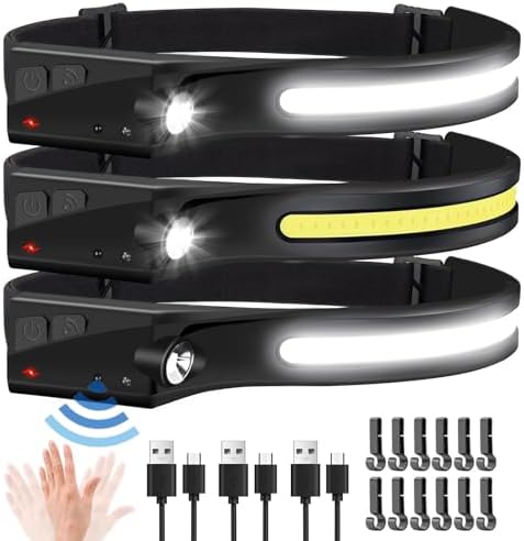 Bright 3-Pack Rechargeable Headlamp for Cycling Hiking