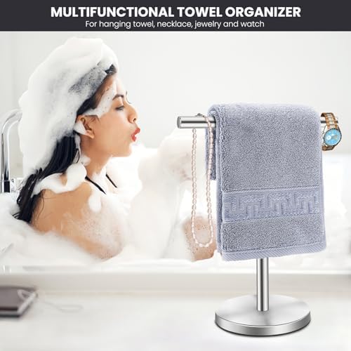 Sturdy Stainless Steel T-Shape Towel Holder Stand for Bathroom