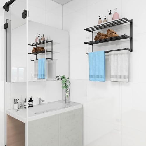 The Bethom 24 Wall-Mounted Towel Rack with 3 Tier Storage