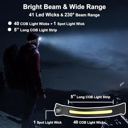 Ewenele Rechargeable Headlamps Wide Beam Motion-Activated 230 for Adults
