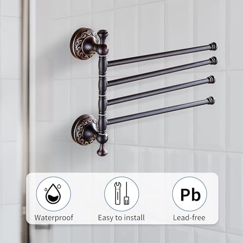 Durable Oil Rubble Bronze Brass Towel Rack Folding Bathroom Hardware