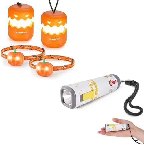 EverBrite Halloween pumpkin lantern and headlamp set with 1-pack flashlight