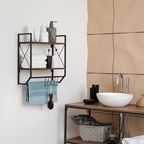 CADUKE 2-Tier wall-mounted bathroom towel rack with hooks