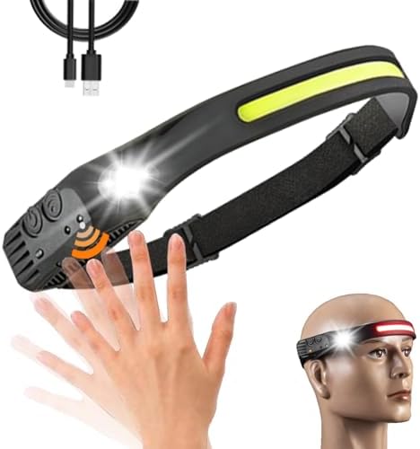 EzoLife Rechargeable Headlamp with Red Light 230 Wide Beam Motion Sensors