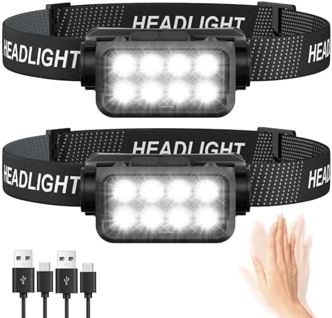 Rechargeable Headlamp Set with Motion Sensor 2500 lumen Brightness