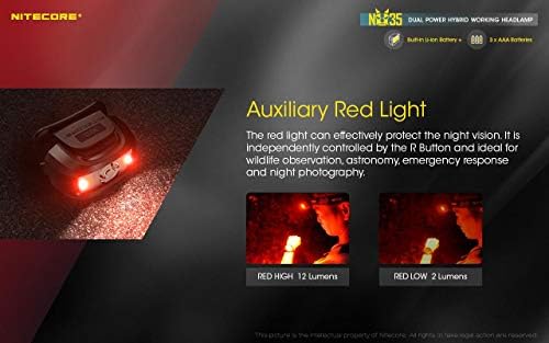 Nitecore NU35 Headlamp Ultimate Dual Power 170 HR Light