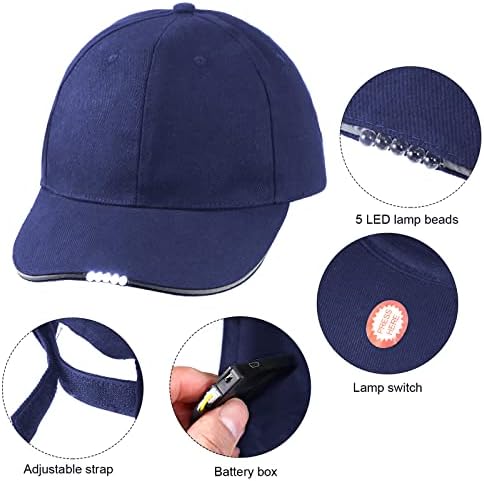 Durable LED Baseball Cap for Camping Fishing - 5 LED Lightweight Headlamp