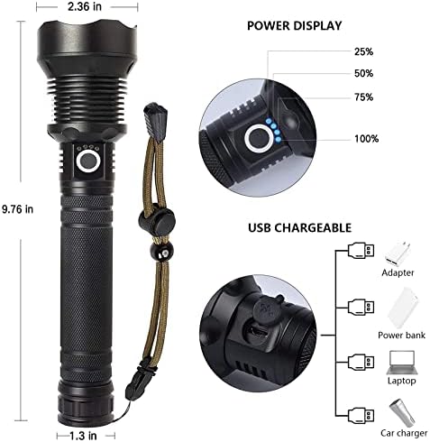 Brighter nights with Lyltings rechargeable LED flashlight 990000 lumens 5 modes waterproof reliable