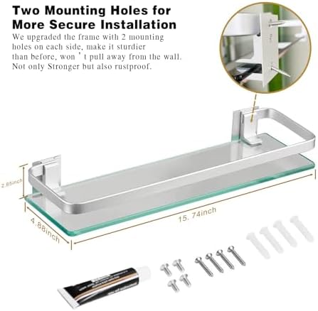 Sturdy Durable Glass Bath Shelf