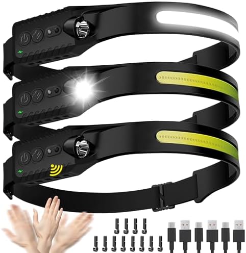 3-Piece Rechargeable LED Headlamp Set AFE 230 Wide Beam Waterproof