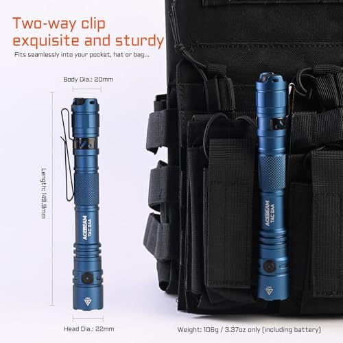ACEBEAM TAC 2AA EDC Tactical Dual Modes Flashlight