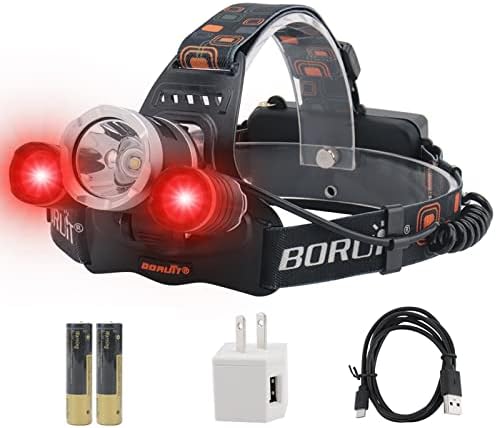 Versatile 5000 Lumens Rechargeable Headlamp for camping fishing and hunting