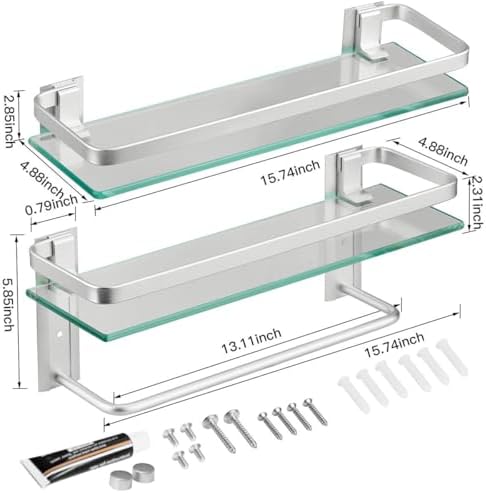 Sturdy Durable Glass Bath Shelf