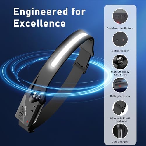 3-Pack Rechargeable LED Headlamp for Adults Waterproof Motion-Activated
