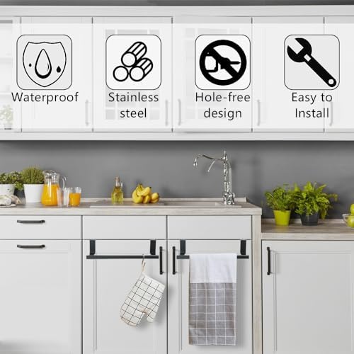 SITAKE 4PCS Cabinet Door Towel Bar Black