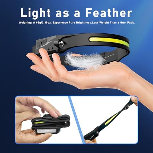 3-Pack Rechargeable LED Headlamp for Adults Waterproof Motion-Activated